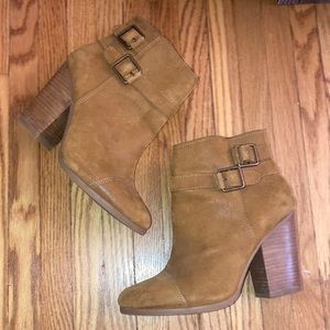 Women’s Lucky Brand Camel Leather Heeled Booties
